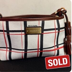 Brahmin Red, Black, and White Crossbody Bag